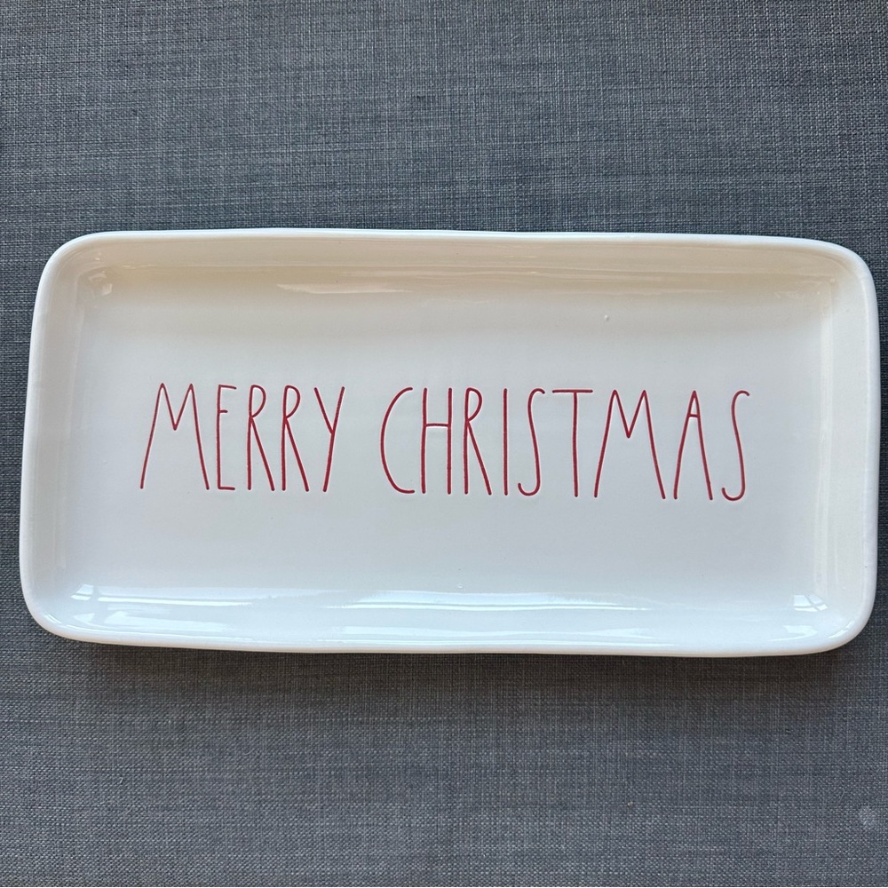 Rae Dunn Magenta MERRY CHRISTMAS Platter Tray (Red Letters)